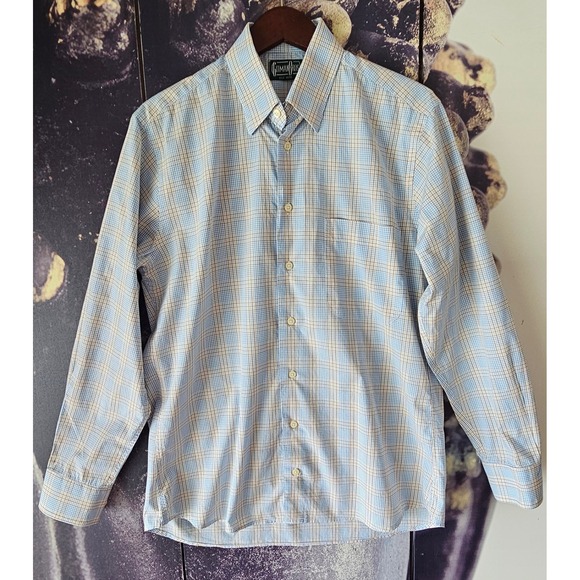 GITMAN BROS Plaid Button Down Shirt Long Sleeve Collared Light Blue Size M - Picture 3 of 7